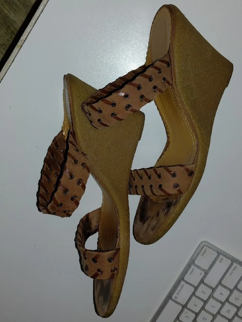 Marc Jacobs Brown Suede 90's Supermodel Wedge Slides, worn approx. 3 times.